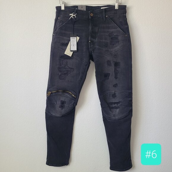 G-Star RAW 5620 3D Zip Knee Skinny Distressed Jeans Size 31x32 Black #6